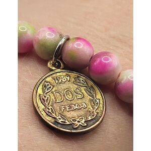 Pink Agate Beaded 2 Peso Bracelet 7in